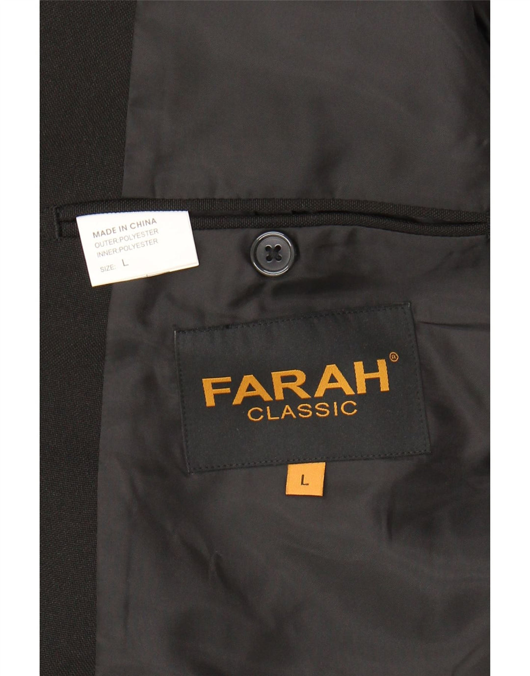 FARAH Mens 2 Button Blazer Jacket UK 40 Large Black Polyester