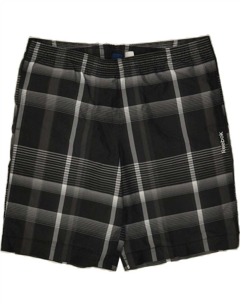 REEBOK Mens Sport Shorts Large Black Check Polyester Vintage Reebok and Second-Hand Reebok from Messina Hembry 