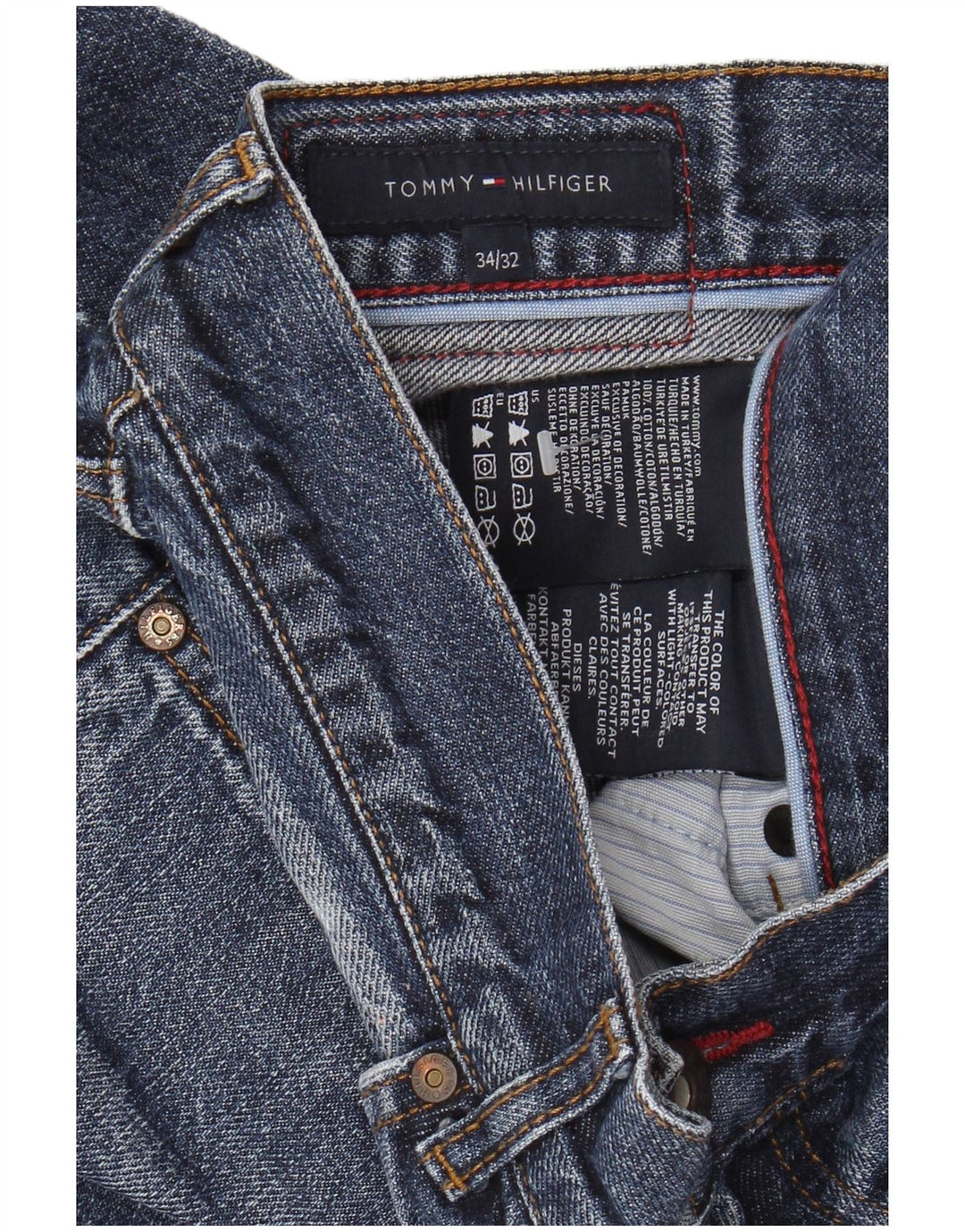 TOMMY HILFIGER Mens Straight Jeans W34 L32 Blue Cotton