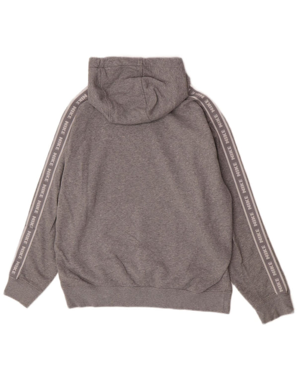 Nike Mens Graphic Hoodie Jumper Medium Grey Flecked Cotton