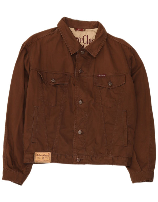 Marlboro Classics Mens Loose Fit Bomber Jacket UK 36 Small Brown Cotton
