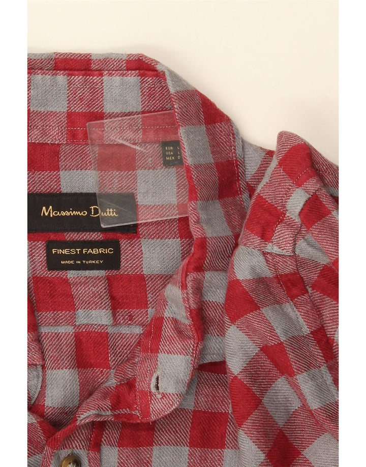 Massimo Dutti Mens Shirt Large Red Check