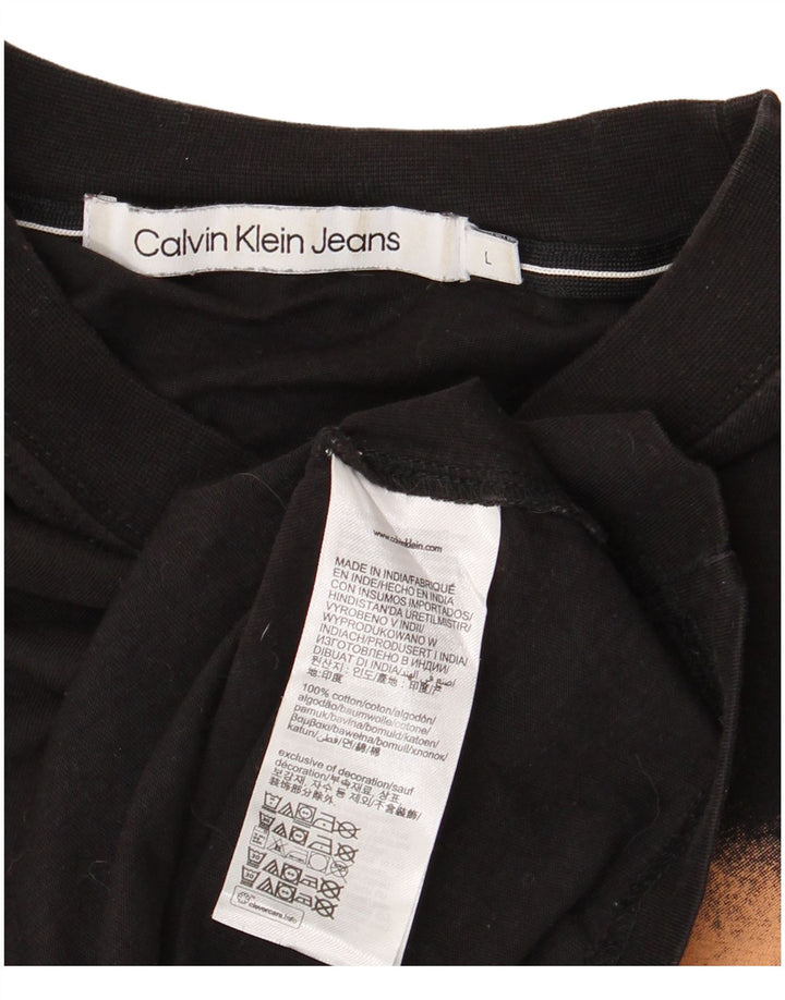 CALVIN KLEIN JEANS Mens T-Shirt Top Large Black Tie Dye Cotton