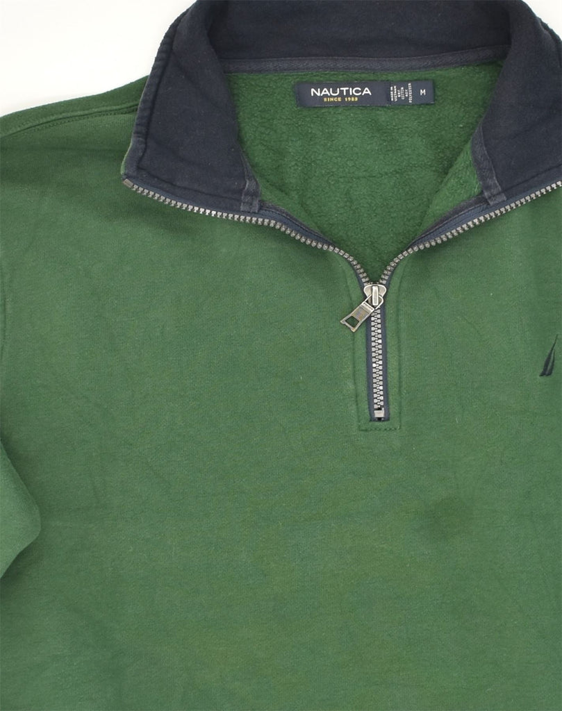 NAUTICA Mens Zip Neck Jumper Sweater Medium Green Cotton | Vintage Nautica | Thrift | Second-Hand Nautica | Used Clothing | Messina Hembry 