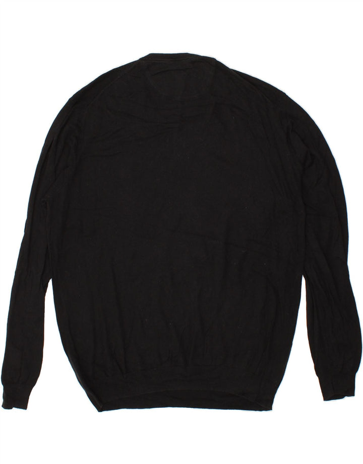 MASSIMO DUTTI Mens V-Neck Jumper Sweater XL Black Cotton Vintage Massimo Dutti and Second-Hand Massimo Dutti from Messina Hembry 