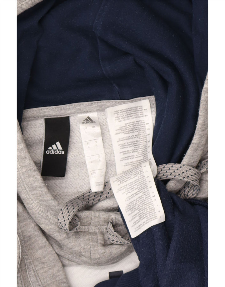 ADIDAS Mens Graphic Hoodie Jumper Large Multicoloured Colourblock Cotton