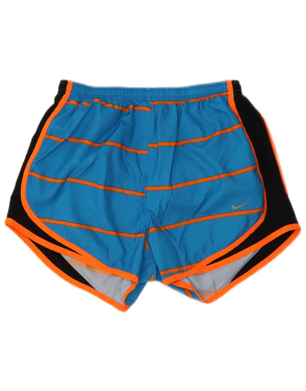 Nike Womens Dri Fit Sport Shorts UK 10 Small Blue Colourblock Polyester