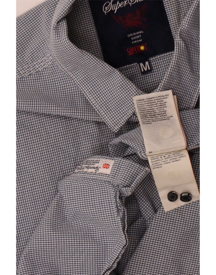 Superdry Mens Shirt Medium Blue Gingham Cotton