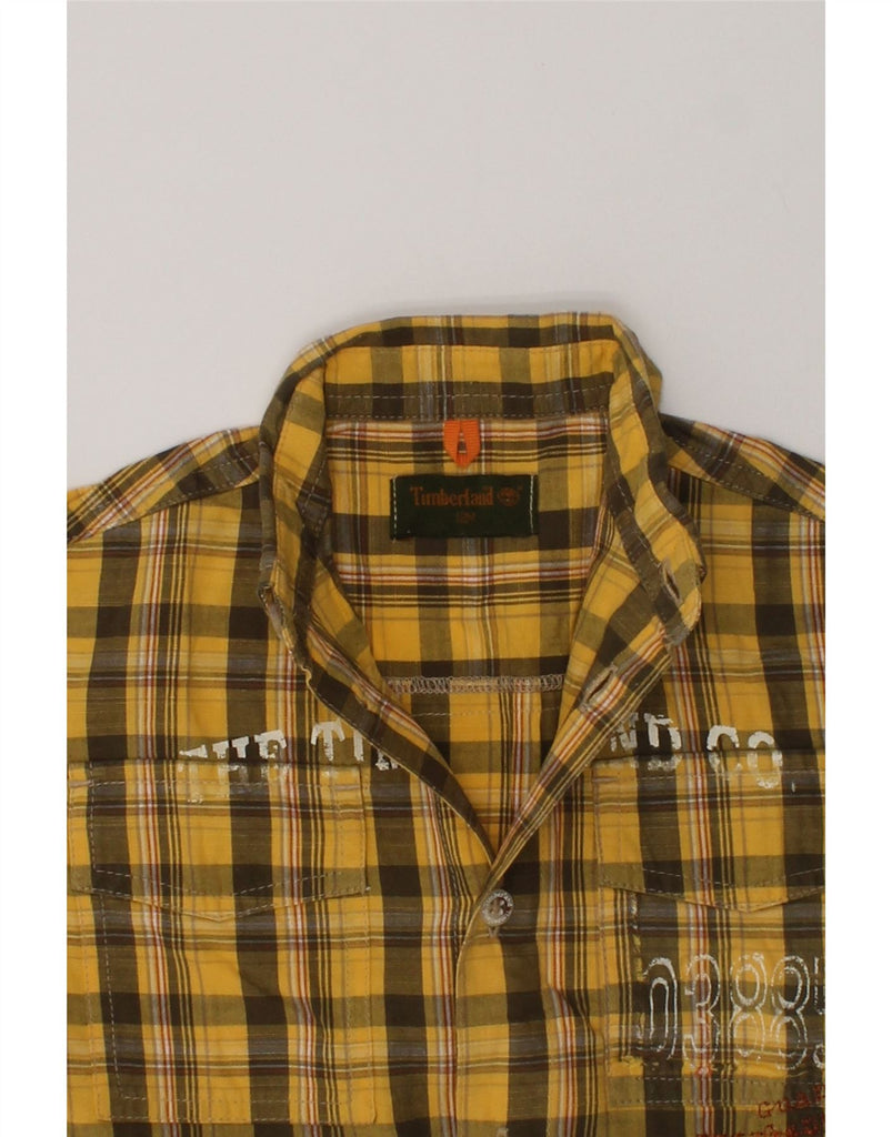 TIMBERLAND Baby Boys Short Sleeve Shirt 9-12 Months Yellow Check Cotton | Vintage Timberland | Thrift | Second-Hand Timberland | Used Clothing | Messina Hembry 