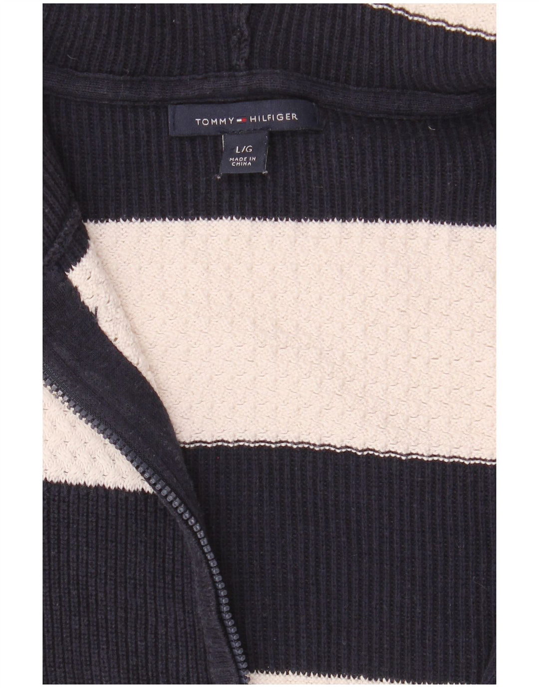 TOMMY HILFIGER Womens Cardigan Sweater UK 16 Large Navy Blue Striped