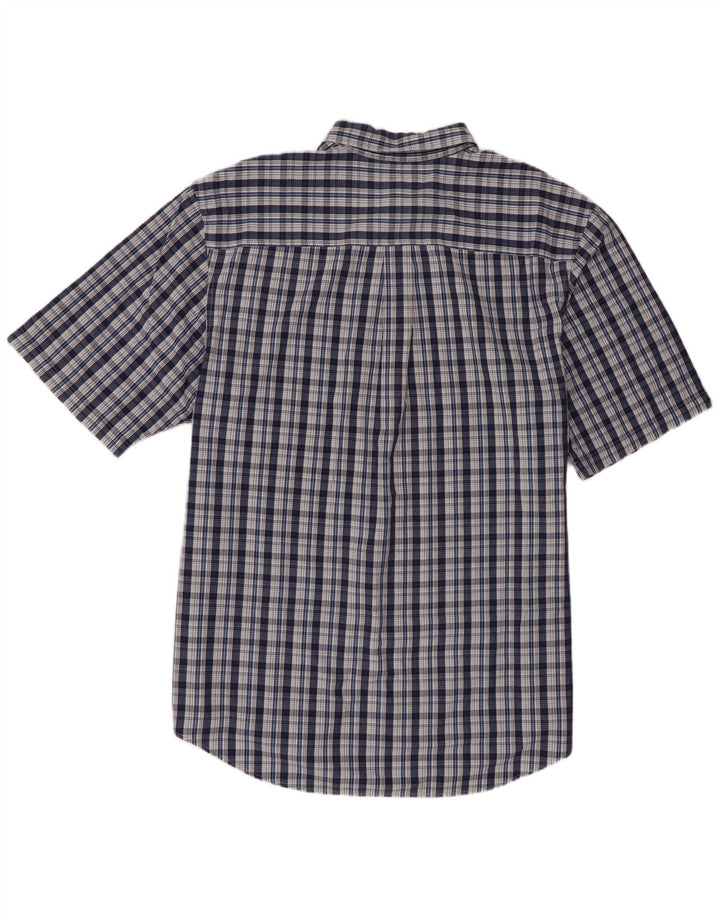 Timberland Mens Short Sleeve Shirt 2XL Navy Blue Check Cotton