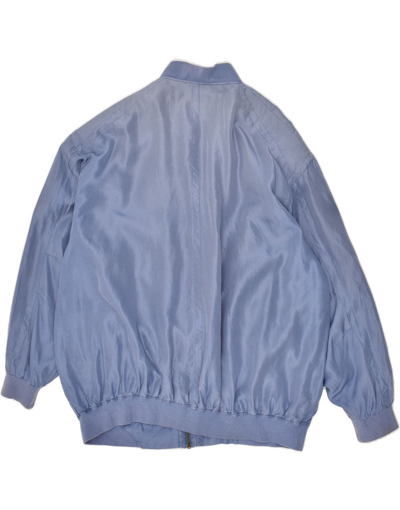 VINTAGE Mens Bomber Jacket UK 42 XL Blue Silk Vintage Vintage and Second-Hand Vintage from Messina Hembry 