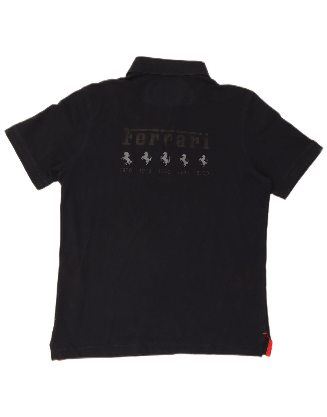 Ferrari Mens Graphic Polo Shirt Small Navy Blue Cotton