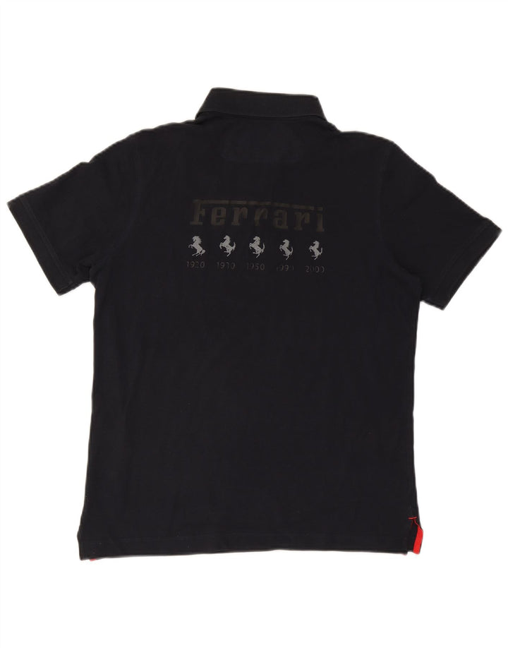 Ferrari Mens Graphic Polo Shirt Small Navy Blue Cotton