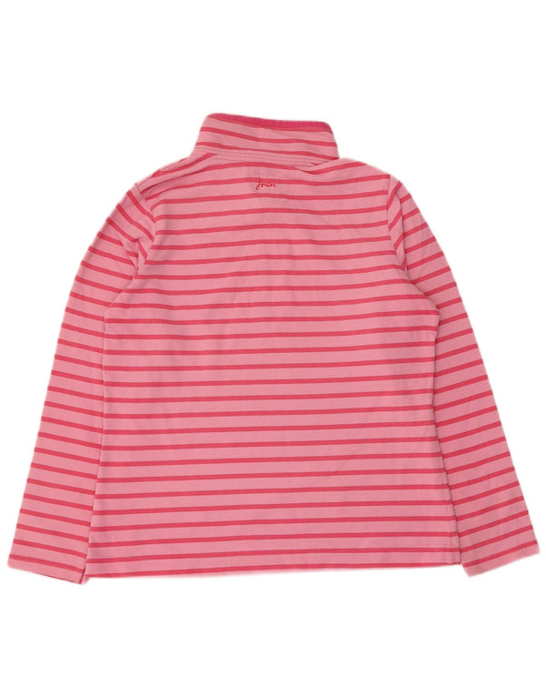 Joules Womens Zip Neck Sweatshirt Jumper UK 12 Medium Pink Striped Cotton