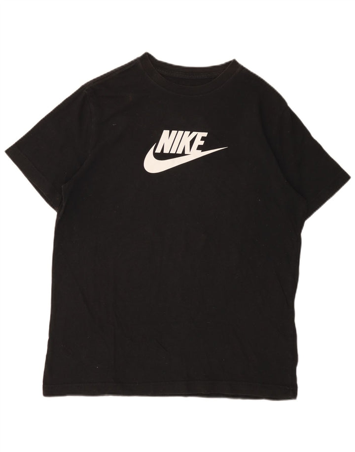 NIKE Girls Loose Fit Graphic T-Shirt Top 13-14 Years XL Black Cotton