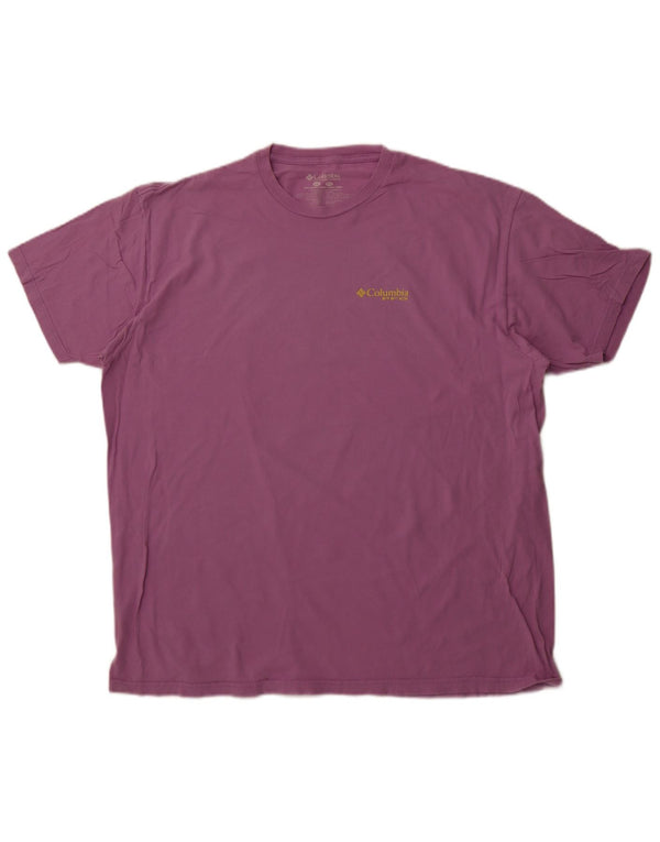 COLUMBIA Mens Graphic T-Shirt Top 2XL Purple Cotton
