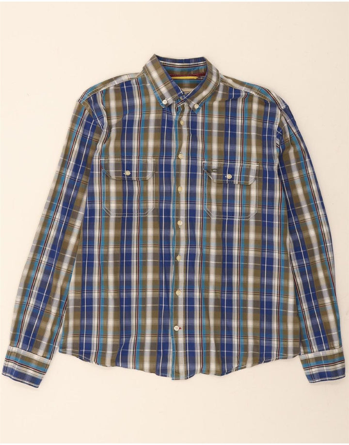 CAMEL ACTIVE Mens Flannel Shirt Large Blue Check Cotton Vintage Camel Active and Second-Hand Camel Active from Messina Hembry 