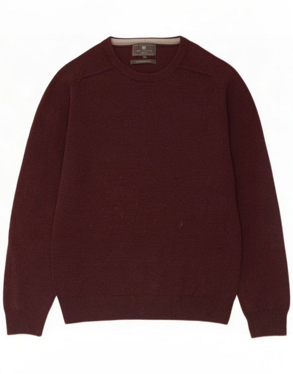 Marks & Spencer Mens Regular Fit Crew Neck Jumper Sweater Small Burgundy