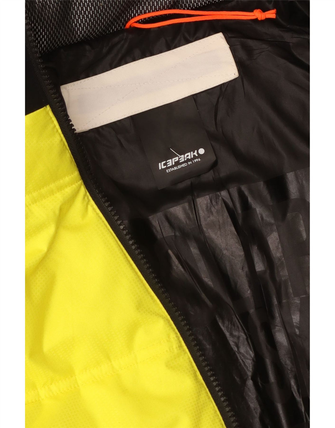Icepeak Mens Hooded Padded Jacket UK 38 Medium Yellow Colourblock