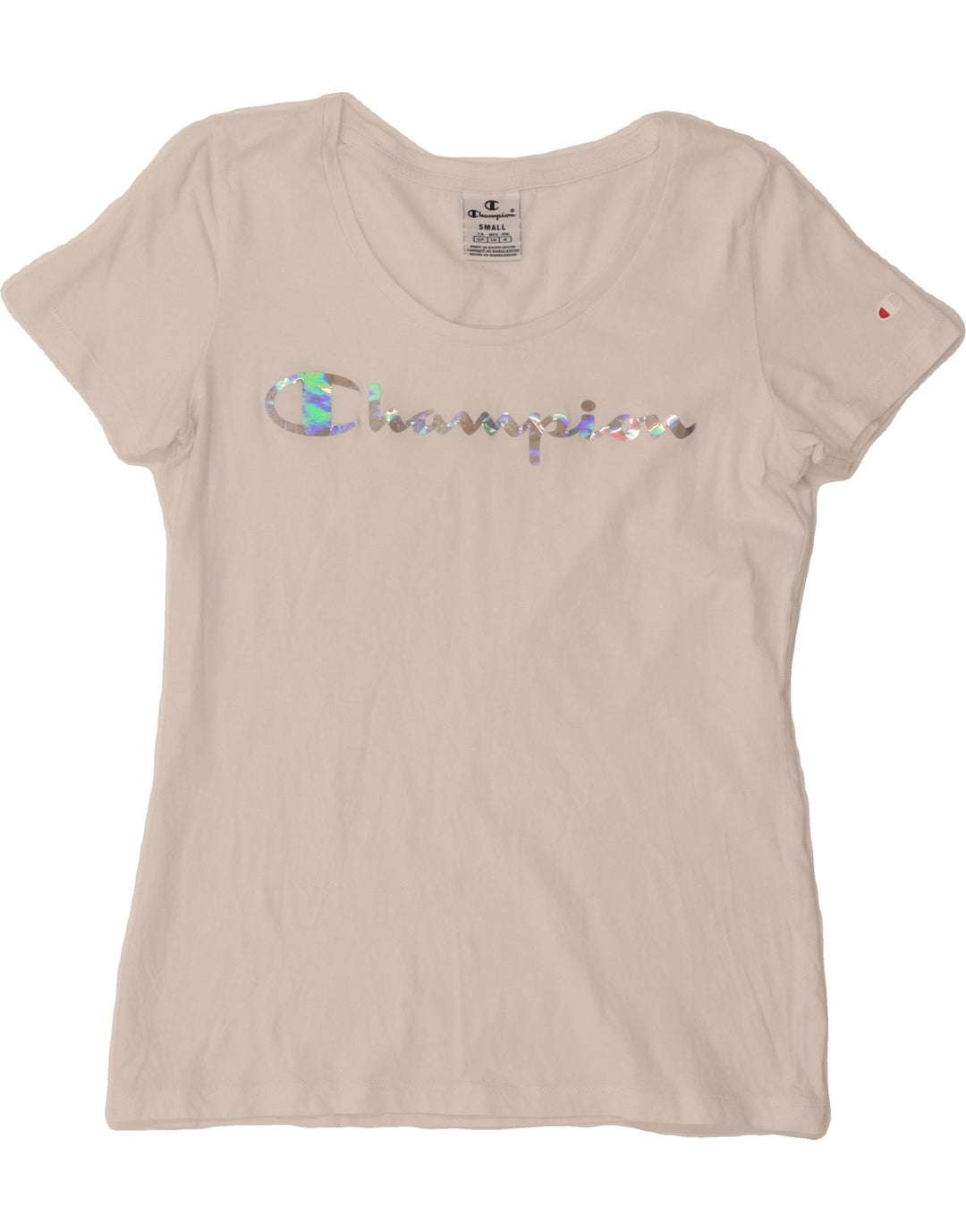 CHAMPION Womens Graphic T-Shirt Top UK 10 Small White Vintage Champion and Second-Hand Champion from Messina Hembry 