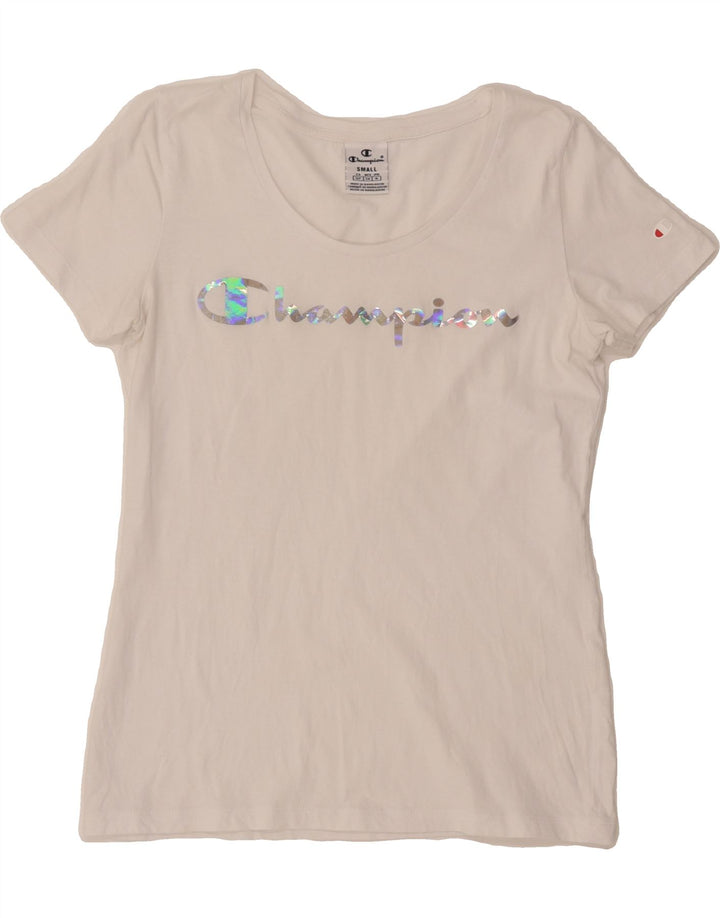 CHAMPION Womens Graphic T-Shirt Top UK 10 Small White Vintage Champion and Second-Hand Champion from Messina Hembry 