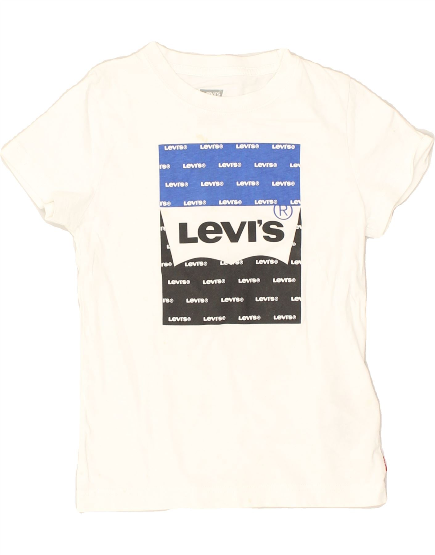 LEVI S Boys Graphic T Shirt Top 7 8 Years White Cotton Vintage