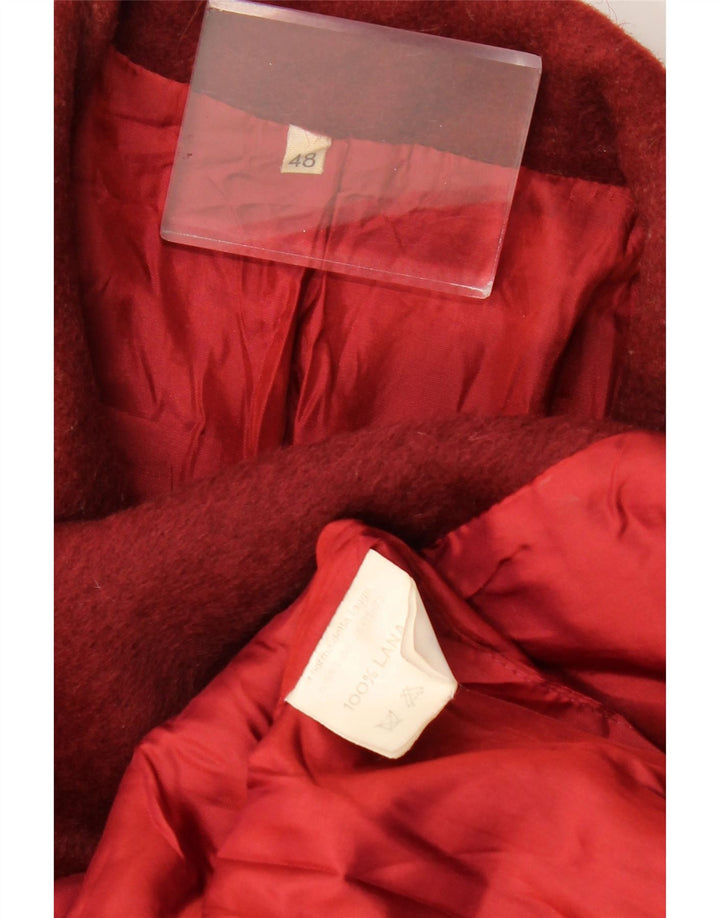 VINTAGE Womens Double Breasted Coat IT 48 XL Burgundy Wool