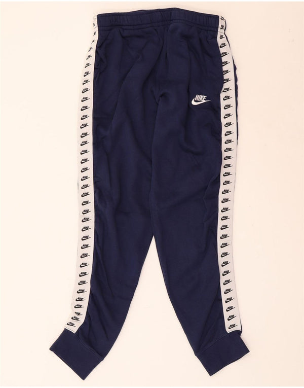 NIKE Mens Graphic Tracksuit Trousers Joggers Medium  Navy Blue Colourblock