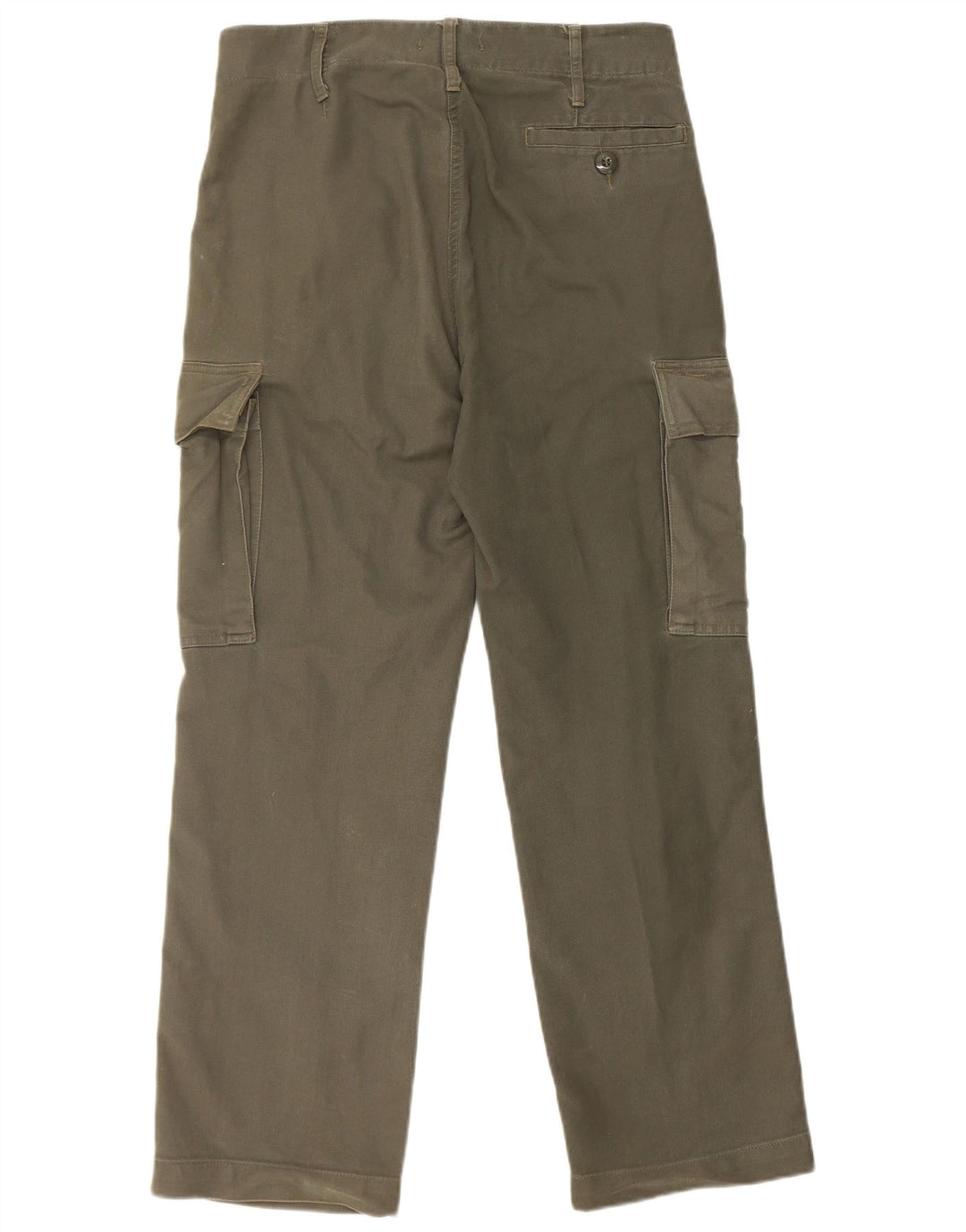 VINTAGE Mens Straight Cargo Trousers W30 L28 Khaki Cotton