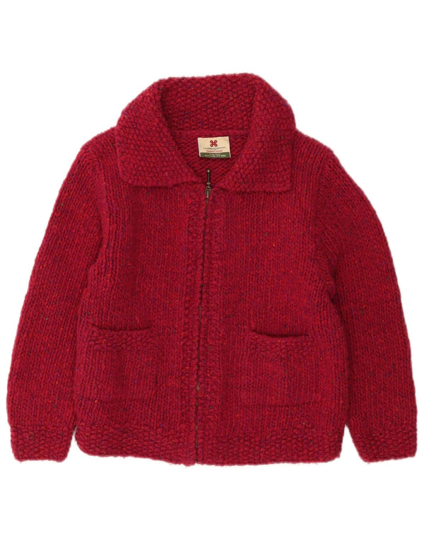 Carraig Donn Girls Cardigan Sweater 9-10 Years Large Burgundy Flecked