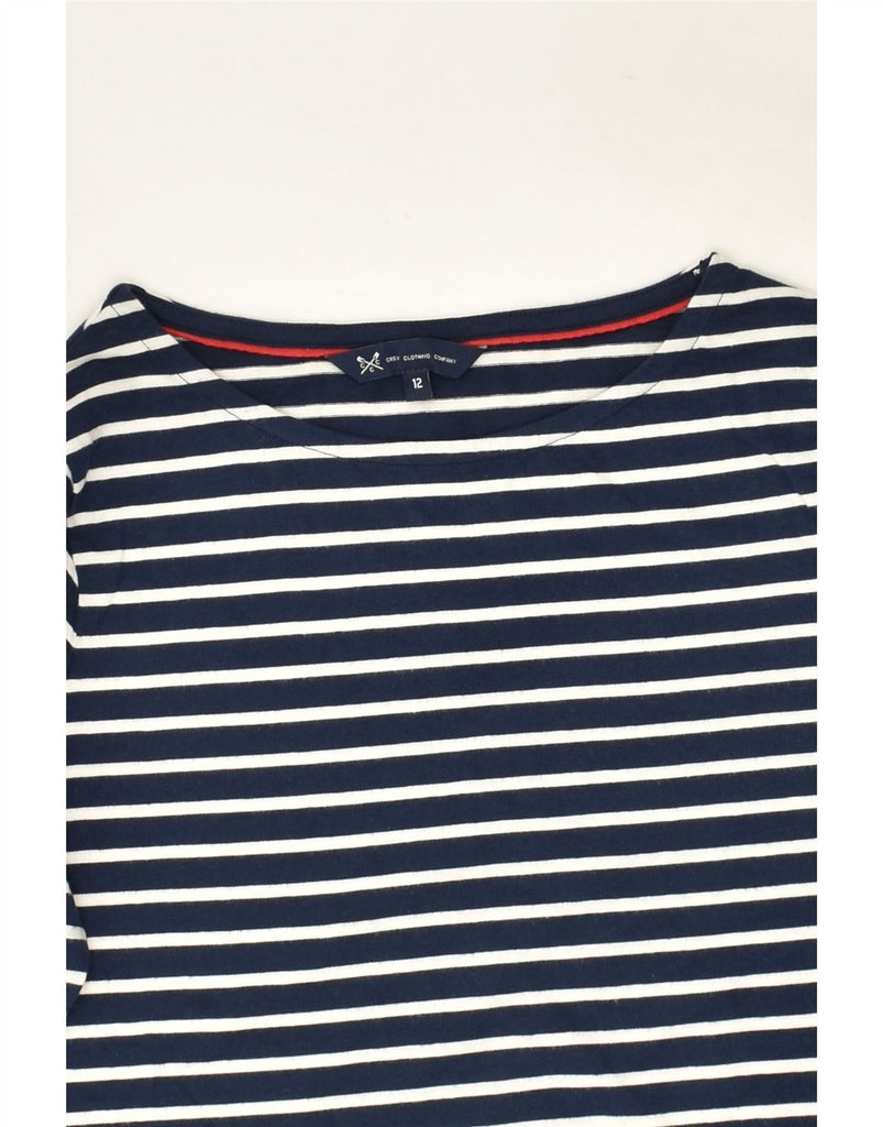 CREW CLOTHING Womens Top 3/4 Sleeve UK 12 Medium Navy Blue Striped Cotton | Vintage Crew Clothing | Thrift | Second-Hand Crew Clothing | Used Clothing | Messina Hembry 
