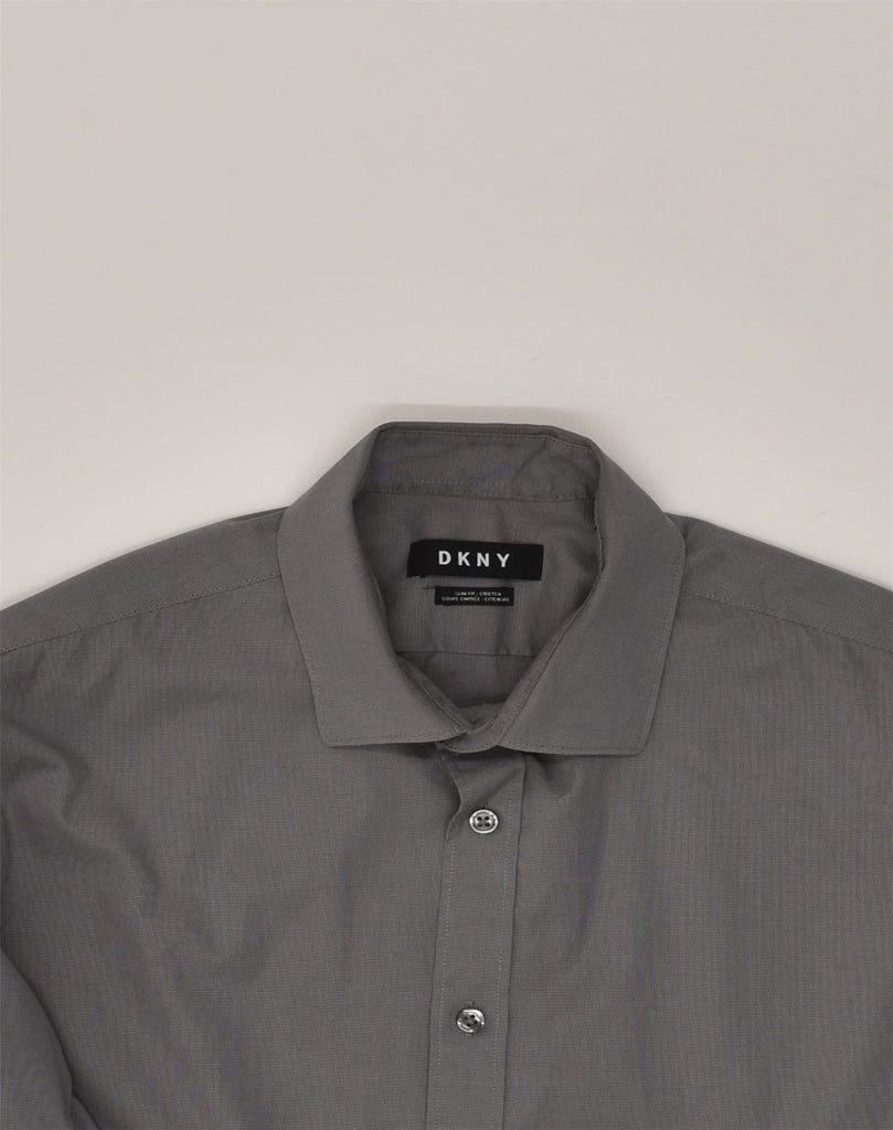 DKNY Mens Slim Fit Shirt Size 15 1/2 Medium Grey Cotton | Vintage Dkny | Thrift | Second-Hand Dkny | Used Clothing | Messina Hembry 