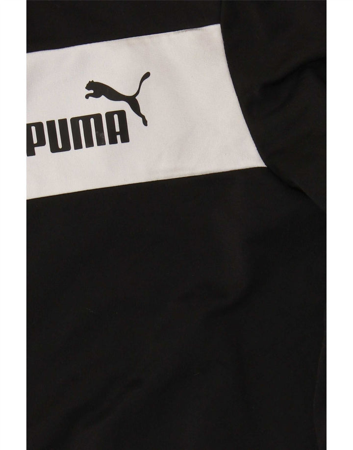 Puma Boys Tracksuit Top Jacket 11-12 Years Black Colourblock Polyester