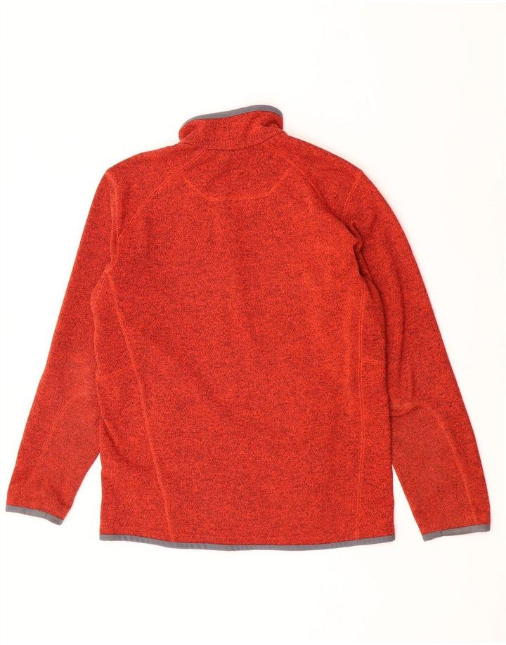 Columbia Mens Cardigan Sweater Large Orange Flecked Polyester