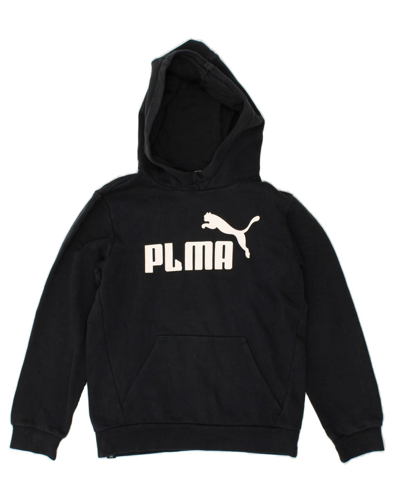 PUMA Boys Graphic Hoodie Jumper 11-12 Years Black Cotton | Vintage Puma | Thrift | Second-Hand Puma | Used Clothing | Messina Hembry 