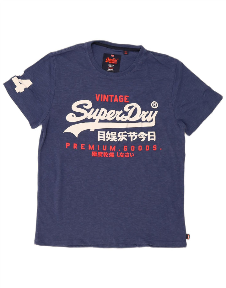Superdry Mens Graphic T-Shirt Top 2XL Blue Cotton