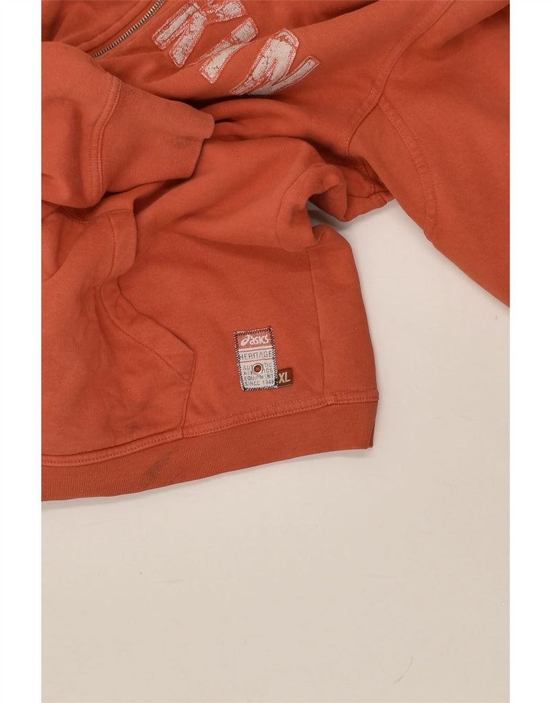 ASICS Womens Graphic Hoodie Jumper UK 18 XL Orange Cotton | Vintage Asics | Thrift | Second-Hand Asics | Used Clothing | Messina Hembry 