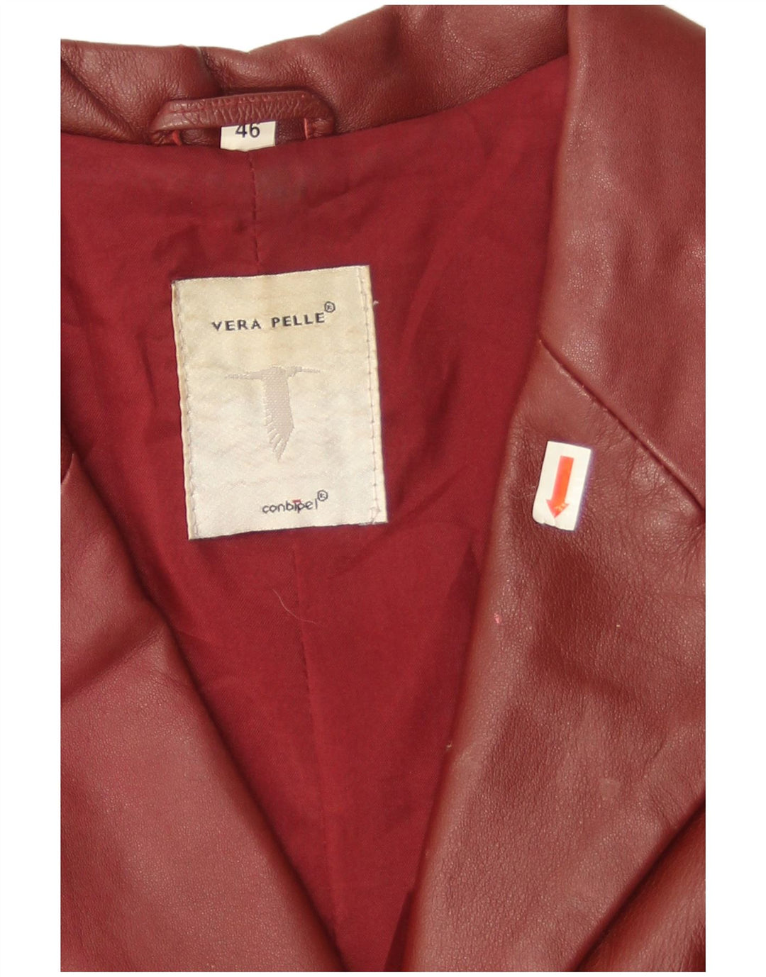 Conbipel Womens 3 Button Leather Blazer Jacket IT 46 Large Burgundy Leather