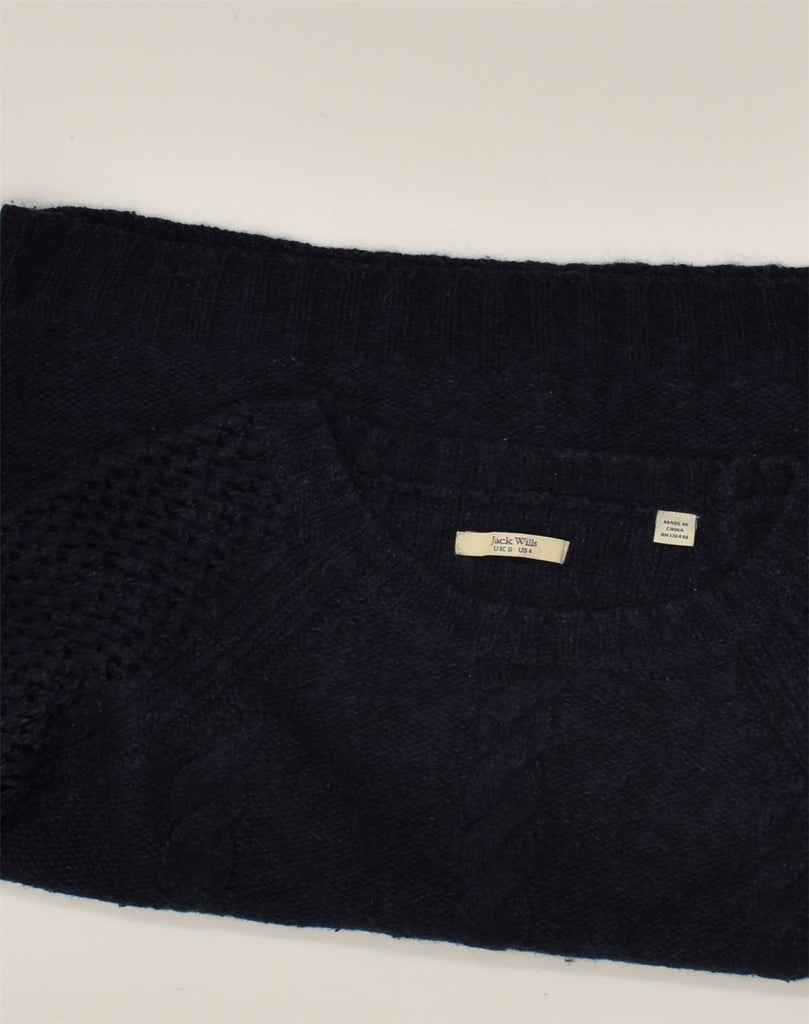 JACK WILLS Womens Crew Neck Jumper Sweater UK 8 Small Navy Blue Wool | Vintage Jack Wills | Thrift | Second-Hand Jack Wills | Used Clothing | Messina Hembry 