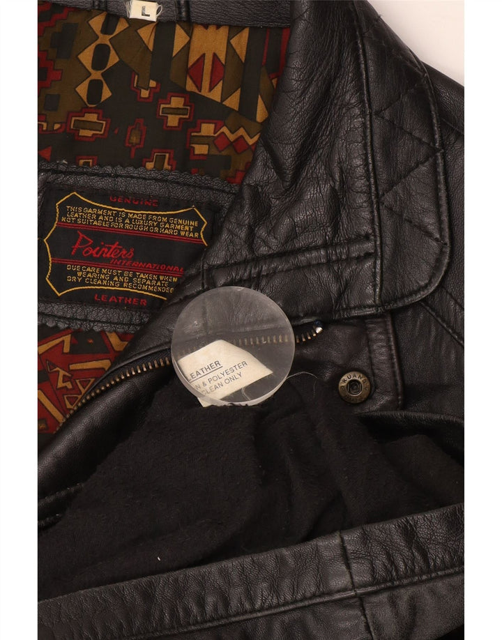 Pointers Mens Leather Jacket UK 40 Large Black Leather