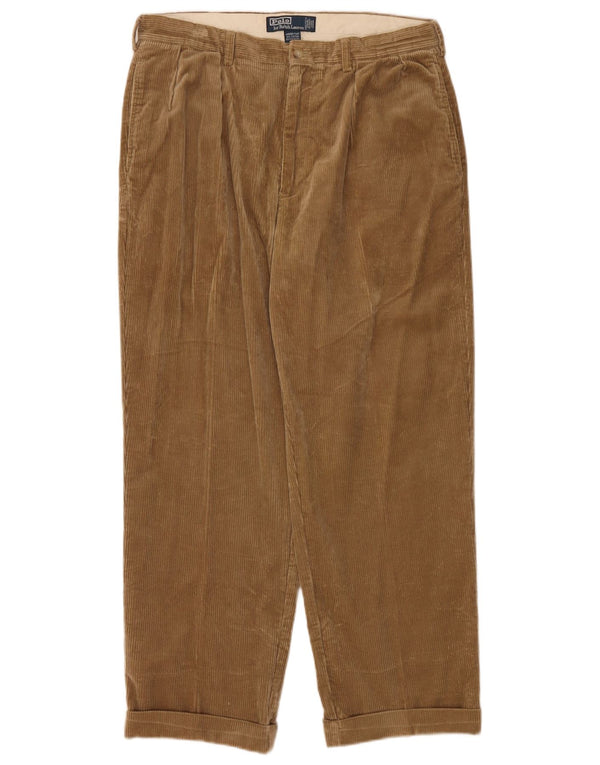 Polo Ralph Lauren Mens Andrew Pegged Corduroy Trousers W35 L31 Beige Cotton