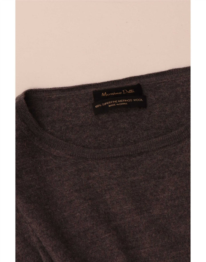 Massimo Dutti Girls Boat Neck Jumper Sweater 7-8 Years Grey Wool