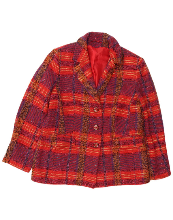 Vintage Womens 3 Button Blazer Jacket UK 16 Large Red Check