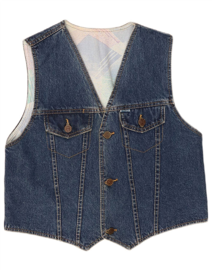 Protest Womens Denim Waistcoat UK 12 Medium Blue
