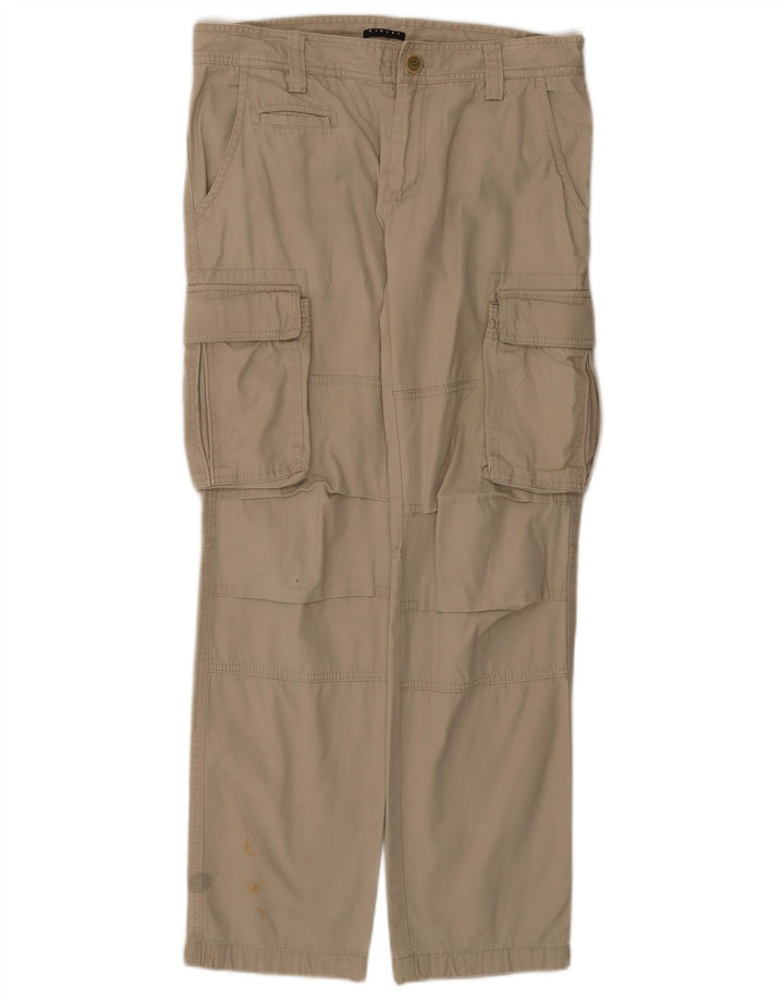 Sisley Womens Straight Cargo Trousers IT 46 Large W32 L30 Beige Cotton