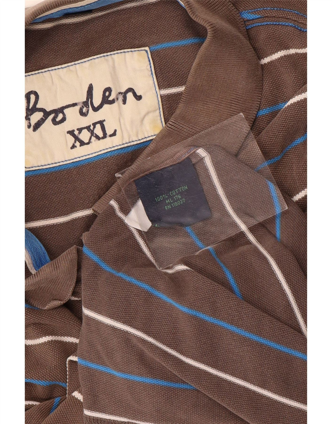 Boden Mens Polo Shirt 2XL Grey Striped Cotton