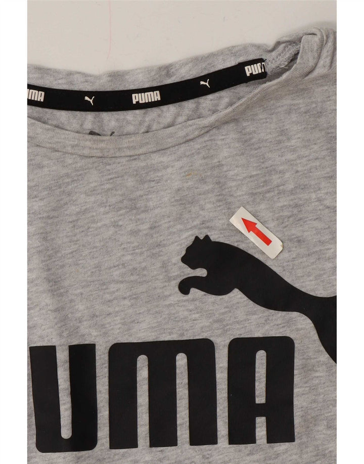 Puma Womens Graphic T-Shirt Top UK 14 Medium Grey Flecked Cotton
