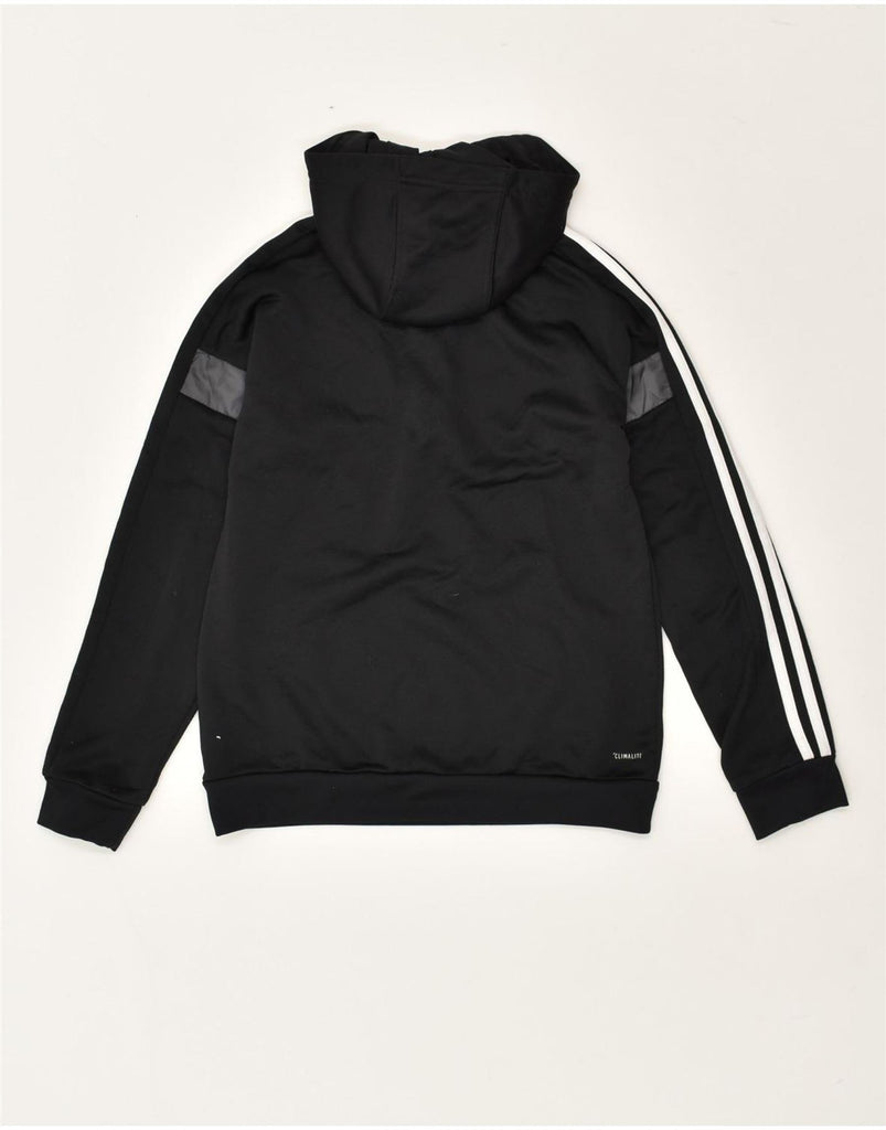 ADIDAS Boys Zip Neck Hoodie Jumper 11-12 Years Black Polyester | Vintage Adidas | Thrift | Second-Hand Adidas | Used Clothing | Messina Hembry 