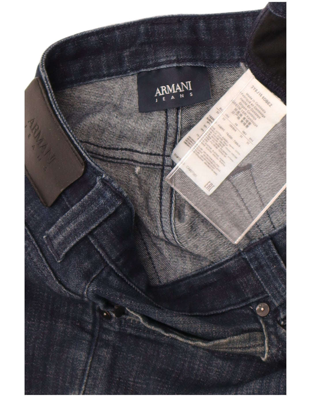 Armani Mens Straight Jeans W33 L29 Blue Cotton